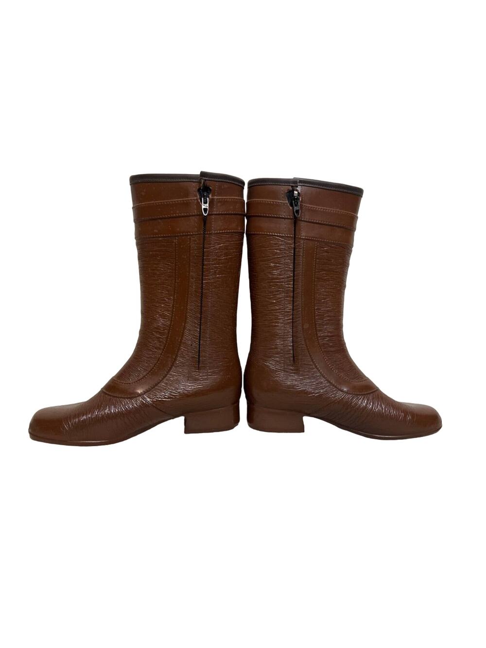 Vintage 60s Size 6 Mod Heeled Rain Boots Fleece Lined Made In USA Mid Calf